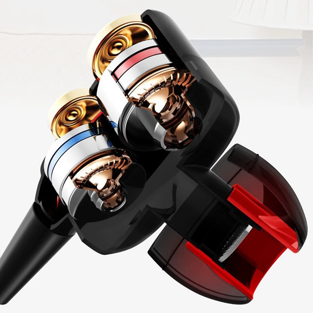 Earphone Wired HiFi Headphone Heavy Bass In-ear Type Headset Dual Moving Coil Earphone, Gold