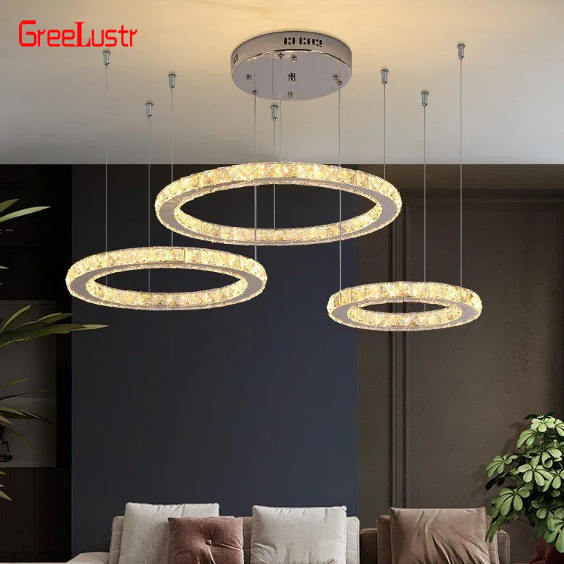 

Modern Chrome Led K9 Crystal Chandeliers Modern Pendant Ceiling Fixtures Light For Living Room Suspension Lamp