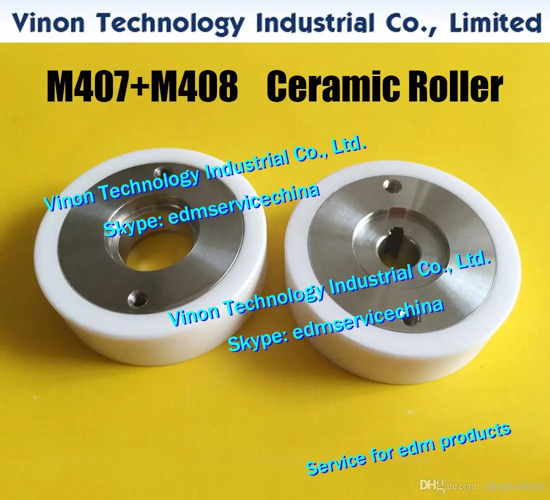 (2pcs) M407+M408 EDM Pinch Roller+Capstan Roller Set D57x18t (White Ceramic type) X058D340G51+X058D339G51 for Mitsubishi FA,FX