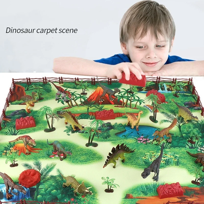 Children's educational early education simulation animal model boy dinosaur world game carpet toy