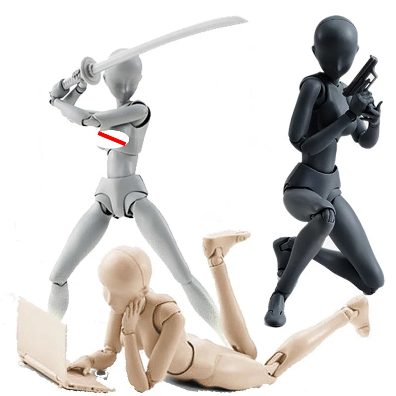 14cm Artist Art Painting Anime Figure Sketch Draw Male Female Movable Body Chan Joint Action Figure Toy Model Draw Mannequin 001