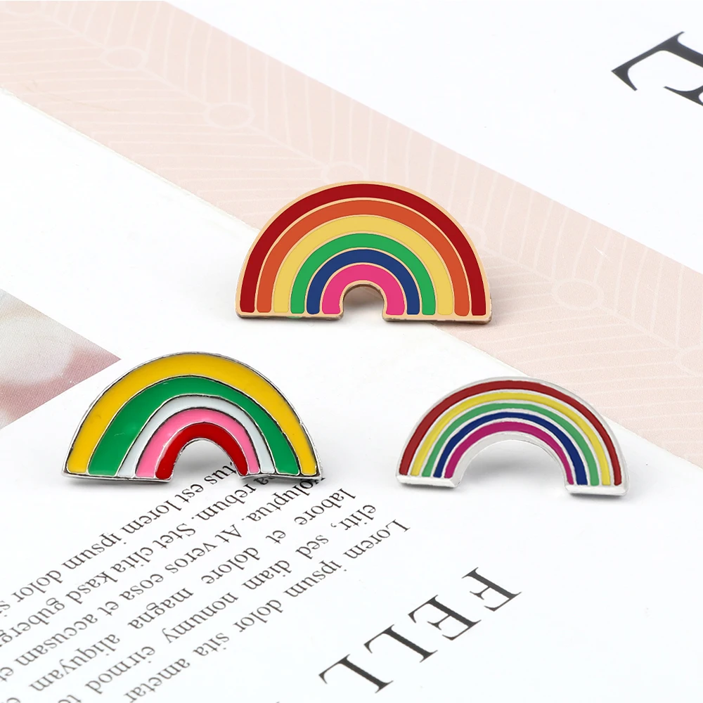 Fashion Colorful Enamel Pin Brooches For Women Cartoon Creative Mini Rainbow Metal Brooch Pins Denim Hat Badge Collar Jewelry