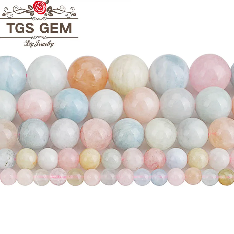 

Natural Gem Stone Beads Morgan Morganite Beads Round Loose Beads For Jewelry Bracelet Necklace Making 4 6 8 10 12MM