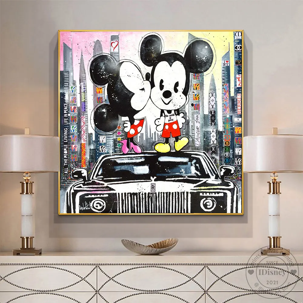 

Disney Canvas Painting Fashion Mickey And Minnie In Love For Life Posters and Prints Wall Art Pictures Room Wall Home Decoration