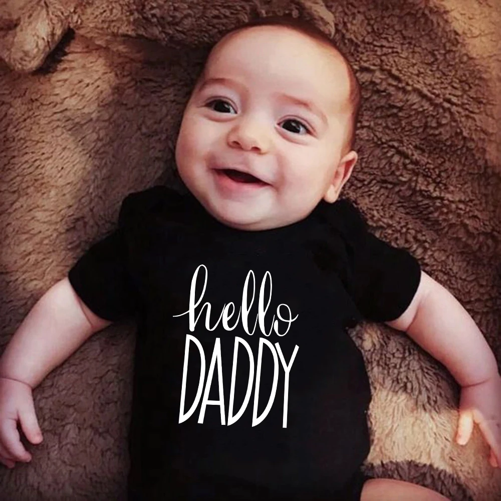 Hello Daddy Pregnancy Announcement Newborn Baby Bodysuits Cotton Baby Boys Girls Onesies Rompers Body Baby Outfits Clothes