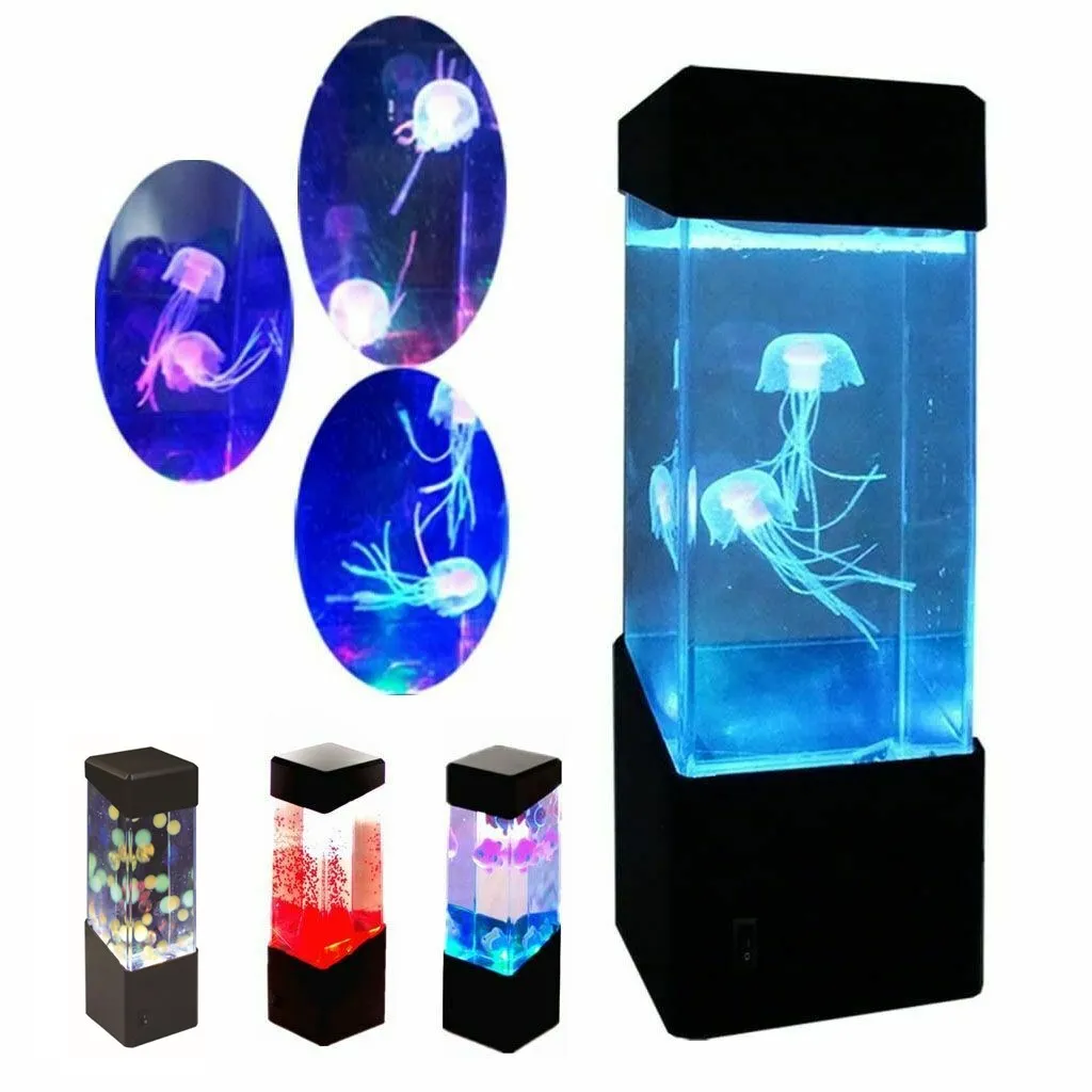 Jellyfish Tank Night Light Aquarium Style LED Lamp Sensory Autism LED Desk Lamp jellyfish aquarium lamp Dropshiping