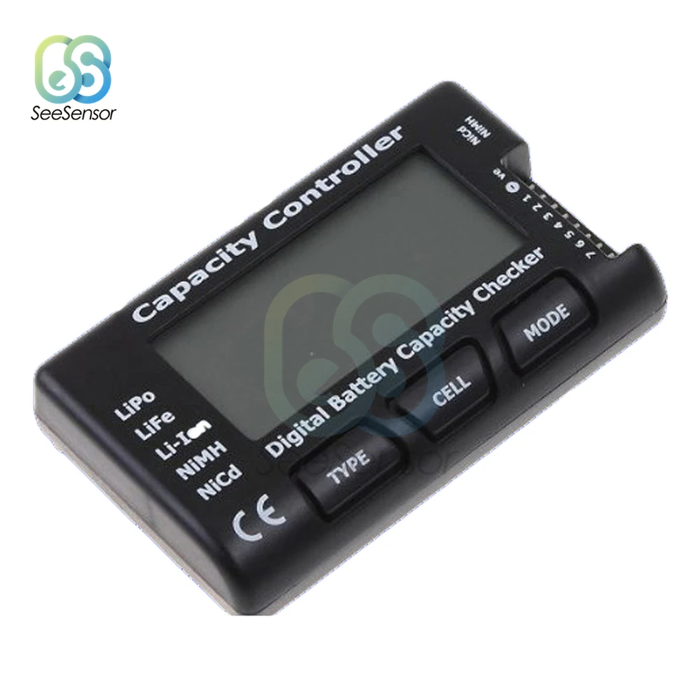 RC Meter 7 Digital Cell Battery Capacity Checker Controller Battery Voltage Tester Checking Tool For LiPo LiFe Li-ion Nicd NiMH