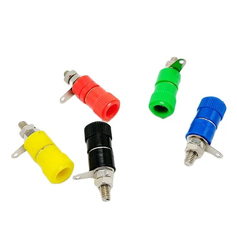 Terminal Binding Post With 4mm Banana Socket 5 Colour For Amplifier Instrument Power Supply Panel Mount Connector 10Pcs/Lot