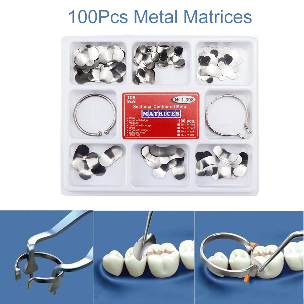 100Pcs/Box Full kit Dentist Tools Oral Care No.1.398 Dental Sectional Matrix Band Resin Clamping/Seperating Ring