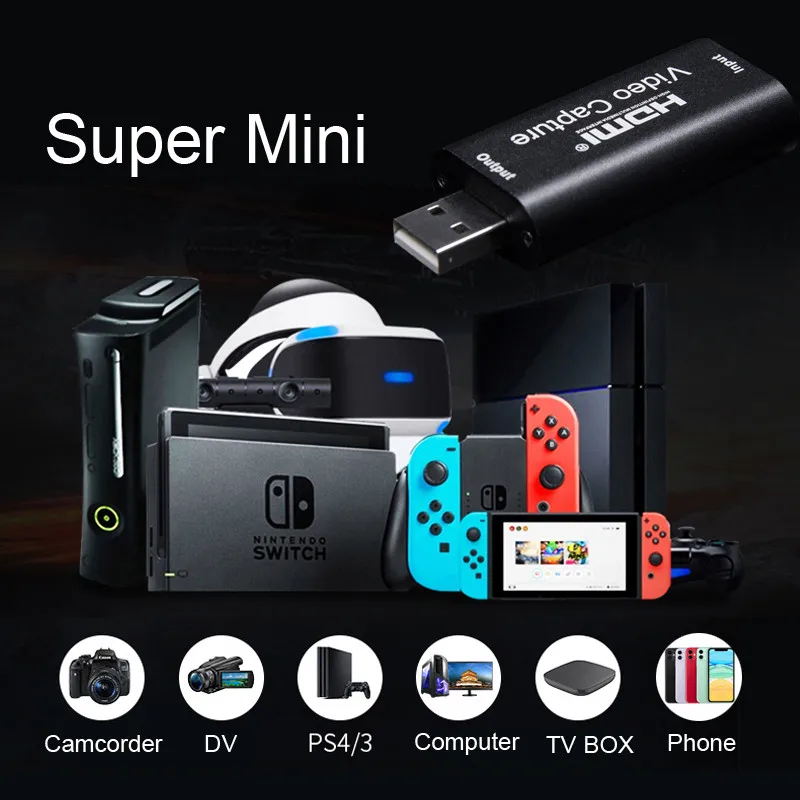 

Original Mini 4K 1080P 30fps USB Video Capture Card HDMI Phone Computer Game TV BOX DVD Recording Box PC Live Stream Broadcast