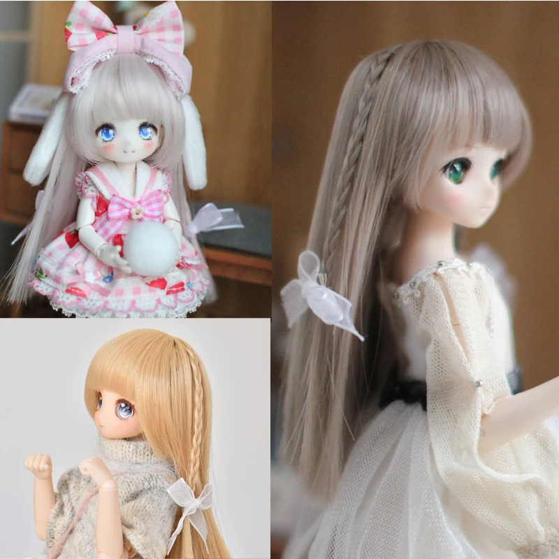 D03-P260 children toy BJD DD SD MSD 1/8 1/12 1/6 ob11 doll's Accessoriess wig Long straight hair pigtail 1pcs