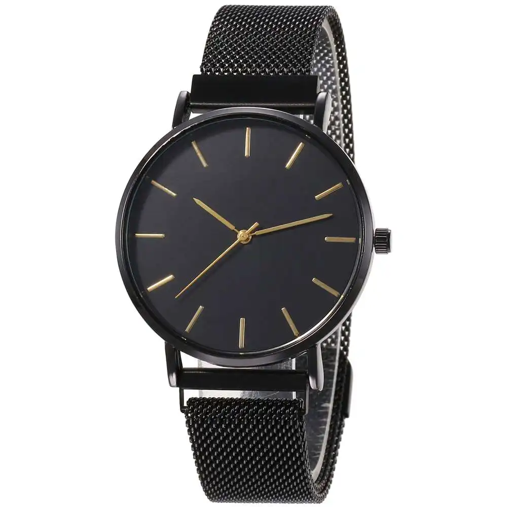 Hoge Kwaliteit Minimalisme Dunne Mannen En Vrouwen Horloge Rvs Magne Mesh Band Quartz Horloge Cadeau Mannen Horloge Geen Logo