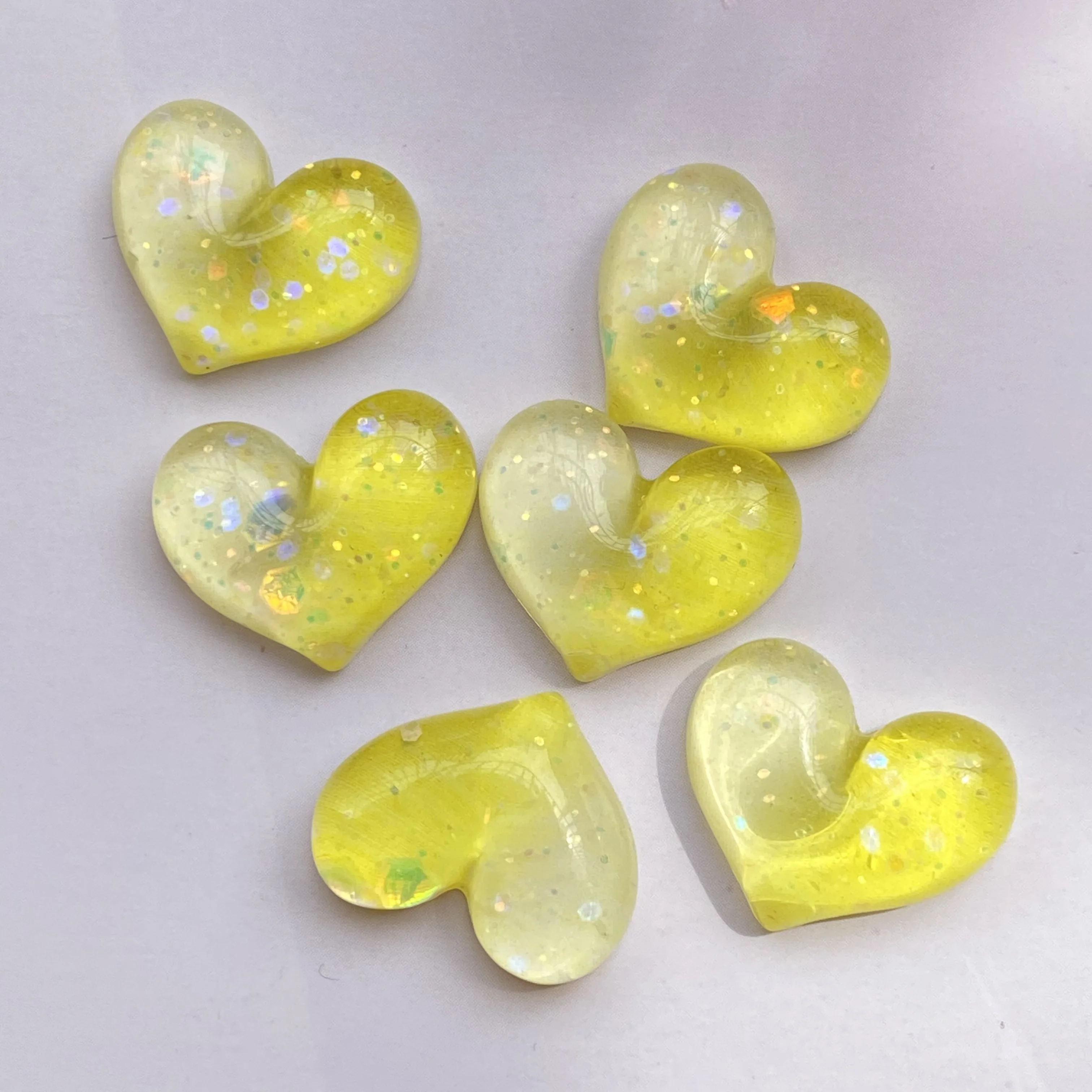 30Pcs/Kawaii Resin Shining heart Flat Back Cabochon For Bows Accessories DIY Scrapbooking Crafts