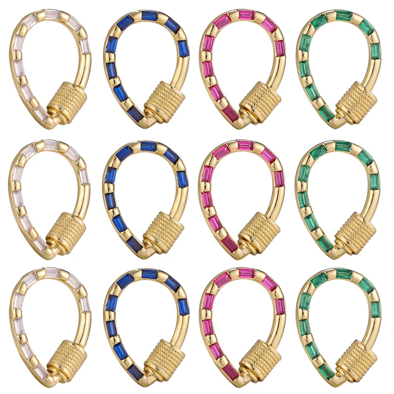 Juya 18K Plated Decoration Screw Bolt Carabiner Locks Clasps Accessories For DIY Hanging Chains Fashion Pendant Jewelry Making