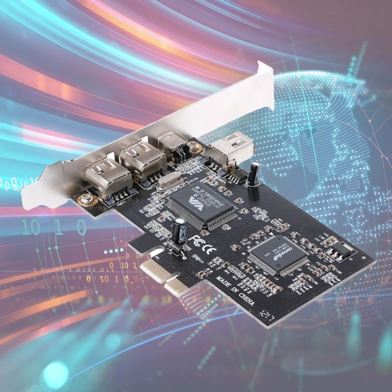 PCIe Firewire PCI-E 2A+1 Mini-A 1394A Video Capture Card VIA VT6308P Chip Support IEEE1394 400 Mbit 2+1 Port PHY