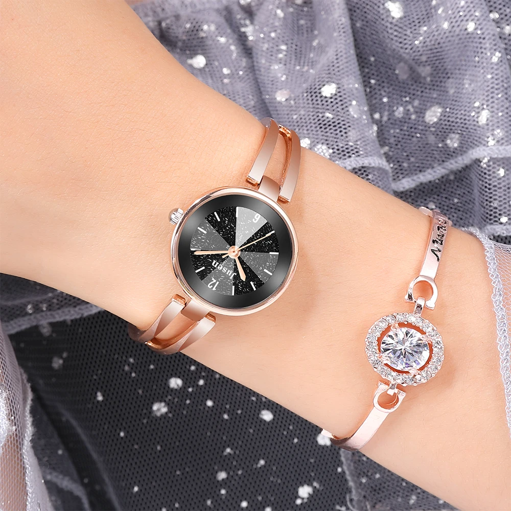 Luxury Starry Sky Women Vogue Quartz Watches Elegant Ladies Bracelet Wristwatches Simple Rose Gold Woman Stainless Steel Clock