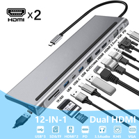 USB C Dock Dual HDMI-compatible VGA USB Hub Adapter Type C Laptop Docking Station For HP Elitebook Dell XPS Lenovo ThinkPad Asus