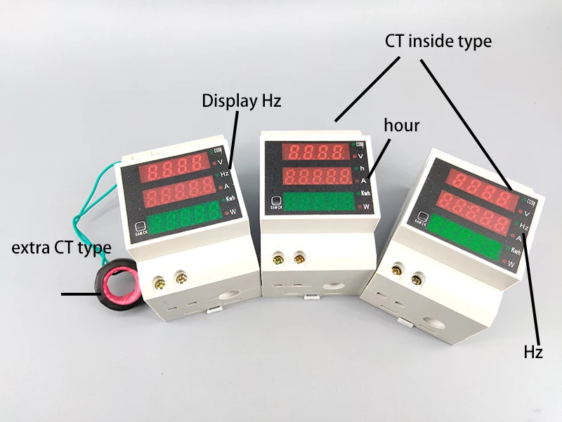 Din rail LED AC 80-300V 0-100.0A voltmeter ammeter display active power and power factor time Energy meter voltage current