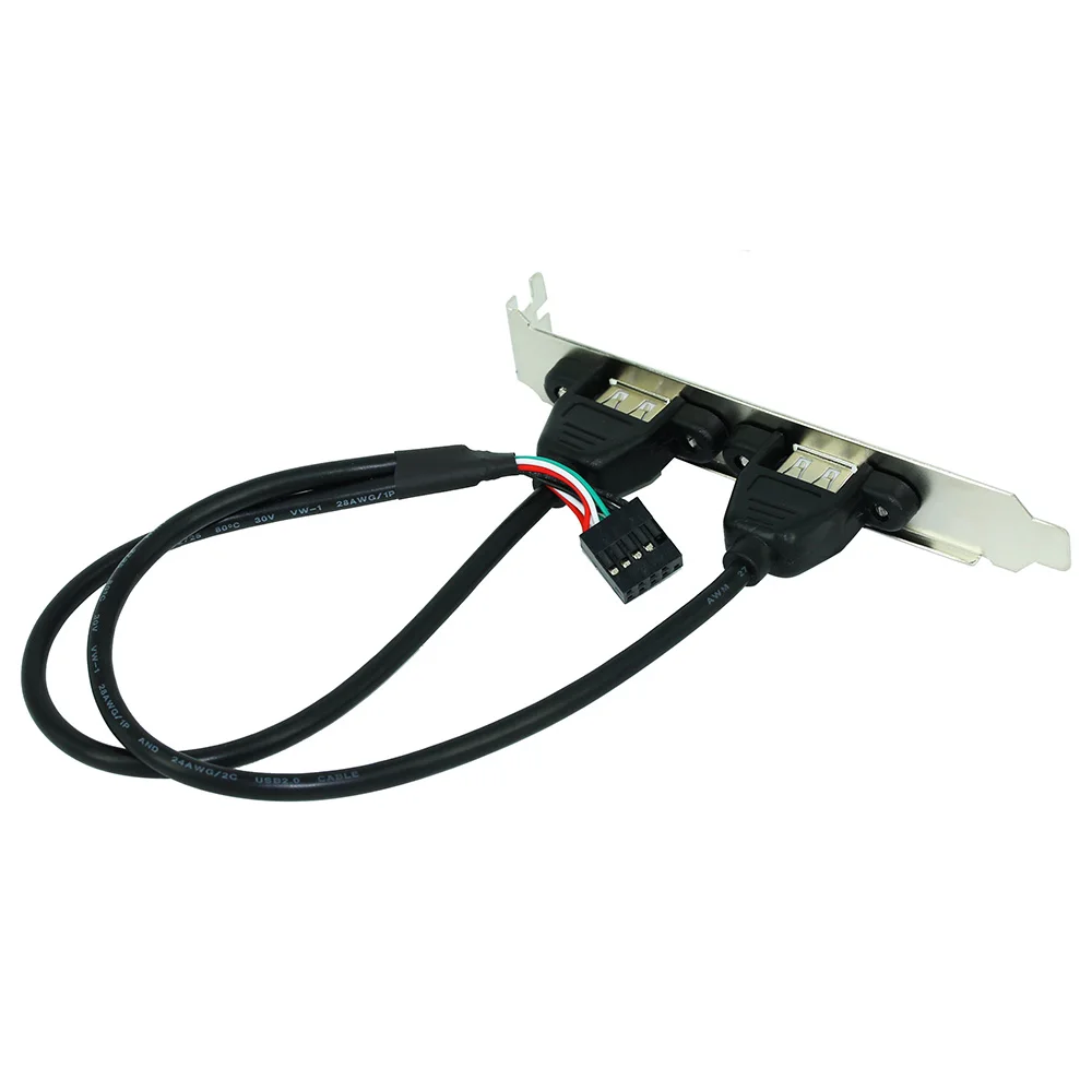 OULLX 4 Port 2 Port USB 2.0 Motherboard Rear Panel Expansion Bracket to IDC 9 Pin Motherboard USB Cable Host Adapter