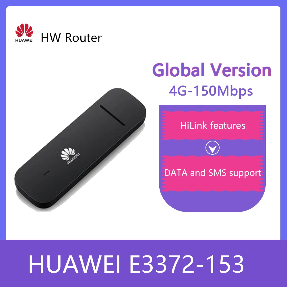 Unlocked HUAWEI E3372 E3372-153 150Mpbs 4G LTE USB Dongle modem +2PCS Antenna e3372s-153