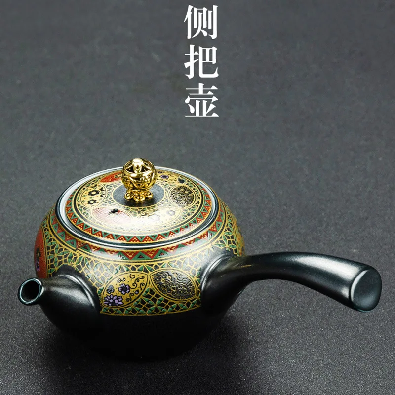 Factory Direct Household Japanese Retro Ceramic Side Handle Teapot Three-Force Cover Bowl Kung Fu Tea Set Business Gifts