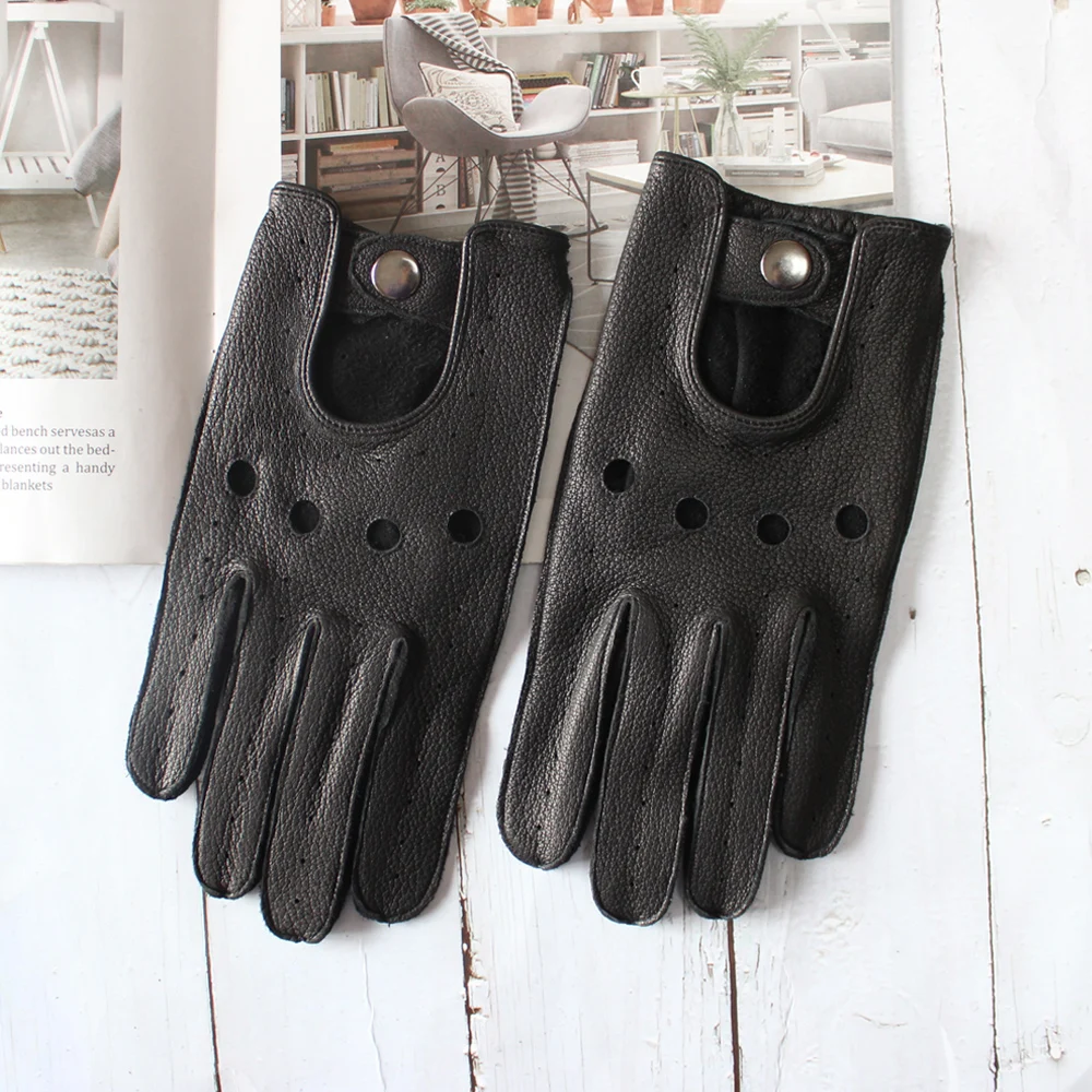 Gants en cuir monocouche pour hommes, gants d'équitation en plein air, gants de moto en peau de daim à doigts complets, section mince, nouveau