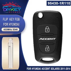 DIYKEY OEM P/N: 95430-1R110 433MHz PCF7936 ID46 Flip Remote Key Fob 3 Button for Hyundai Accent Solaris 2011 2012 2013 2014