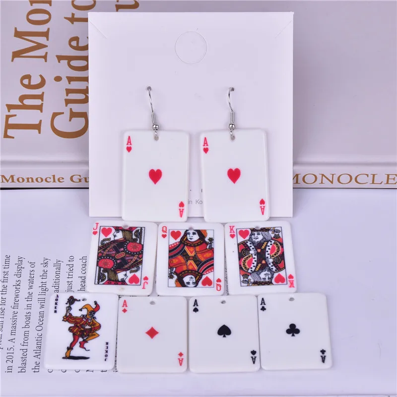 10pcs/pack Double Face  Big Poker Playing Card  A J Q K Resin Charms for DIY Jewelry Accessory
