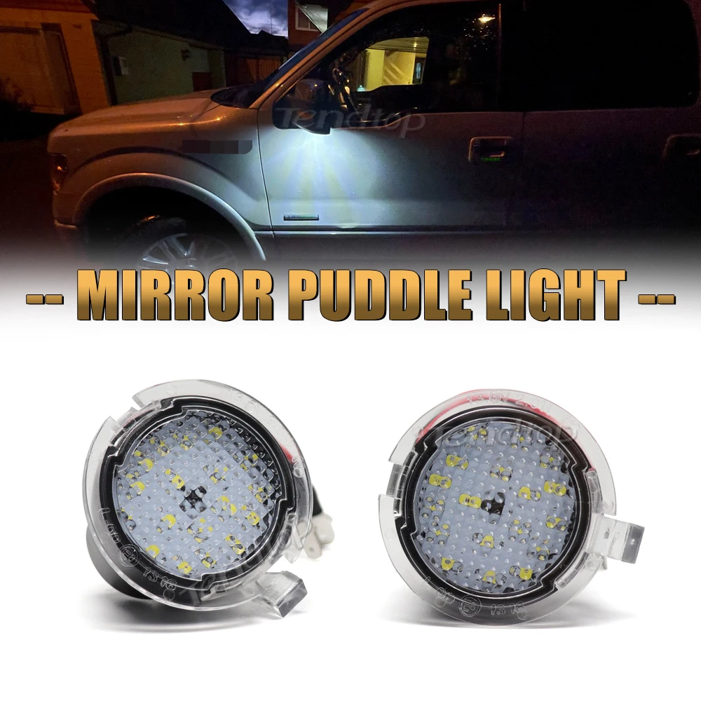 White Car Lamp Under Rearview Mirror Puddle Lights For Ford F150 Raptor Edge Explorer Flex Fusion Lincoln Navigator Mark LT MKX