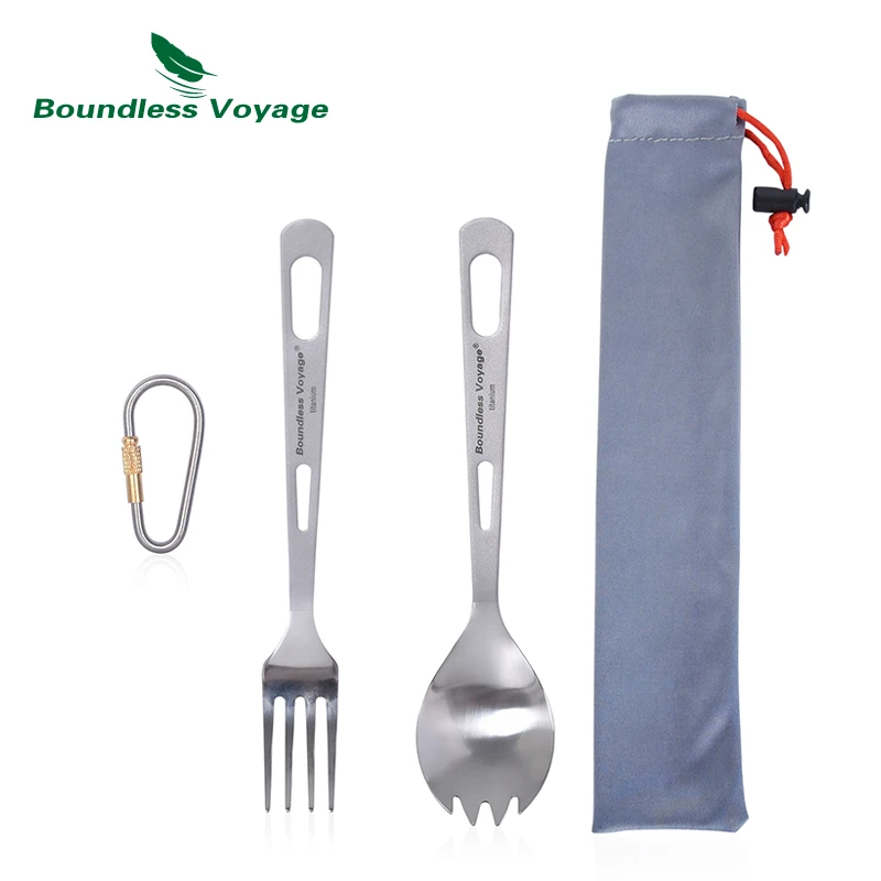 Boundless Voyage Campingbesteck-Set, Titan, Löffel, Gabel, Messer, Spork, Essstäbchen, Stroh, Outdoor-Geschirr, Reisen, tägliches Besteck