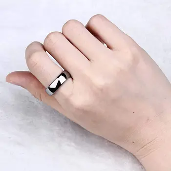 TIGRADE 2/4/6/8mm 男士結婚戒指 拋光女士鈦金簡約訂婚經典戒指 黑色銀色 女士戒指 3-15 6 最佳銷售 男士銀戒指 - №1