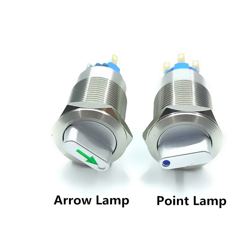 19mm Metal Knob Switch with LED lamp Self-locking/Latching 2 Position 3 Position Rotary Switch