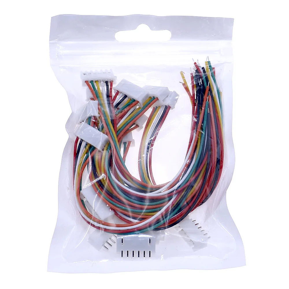 50Sets/Box Micro JST PH2.54 - 2/3/4/5/6Pin Female and Male Connector Plug Assortment Kit With 150mm Wires Cables