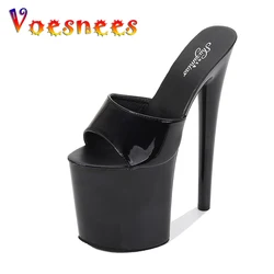 Voesnees Slippers Summer High Heels 15 17 20 CM Solid Color slides women Sexy Highs Platform Thin Heels Female Party Club Women