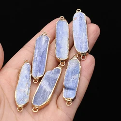1PC Natural Blue Kyanite Quartz Charms Connector Irregular Healing Pendulum Rock Crystal Pendant for Jewelry Making DIY Necklace