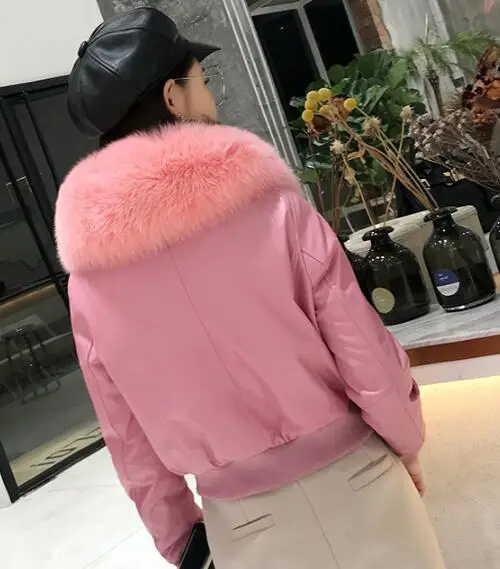 

Women Genuine Leather Jacket 2020 Winter 90% Duck Down Short Jacket Female Fox Fur Coats Real Sheepskin Parka Outwear