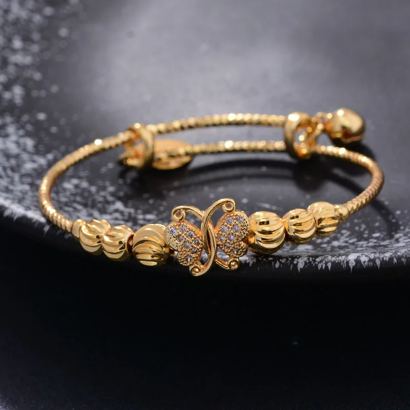Bangles Trendy African Ethiopia 24K Plated butterfly Gold color Bangles for Baby boy Girls Women Luxury Gifts Dubai Jewelry gift