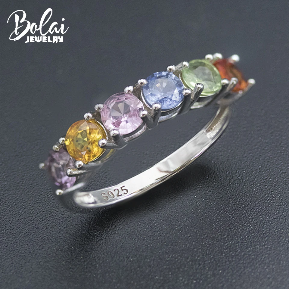 

Bolai 2.0ct Natural Color Sapphire Ring 925 Sterling Silver Round 4.0mm Gemstone Fine Jewelry for Women Female One Row Rings