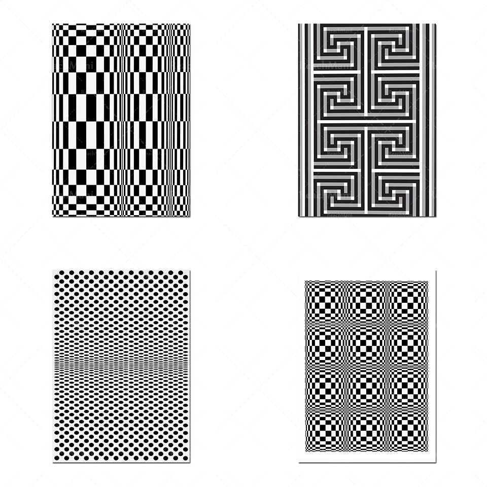 Optische Täuschungskunst: abstrakte schwarz-weiße geometrische Drucke, zeitgenössische Kunstdrucke, moderne skandinavische Wandgemälde, modernes Geo