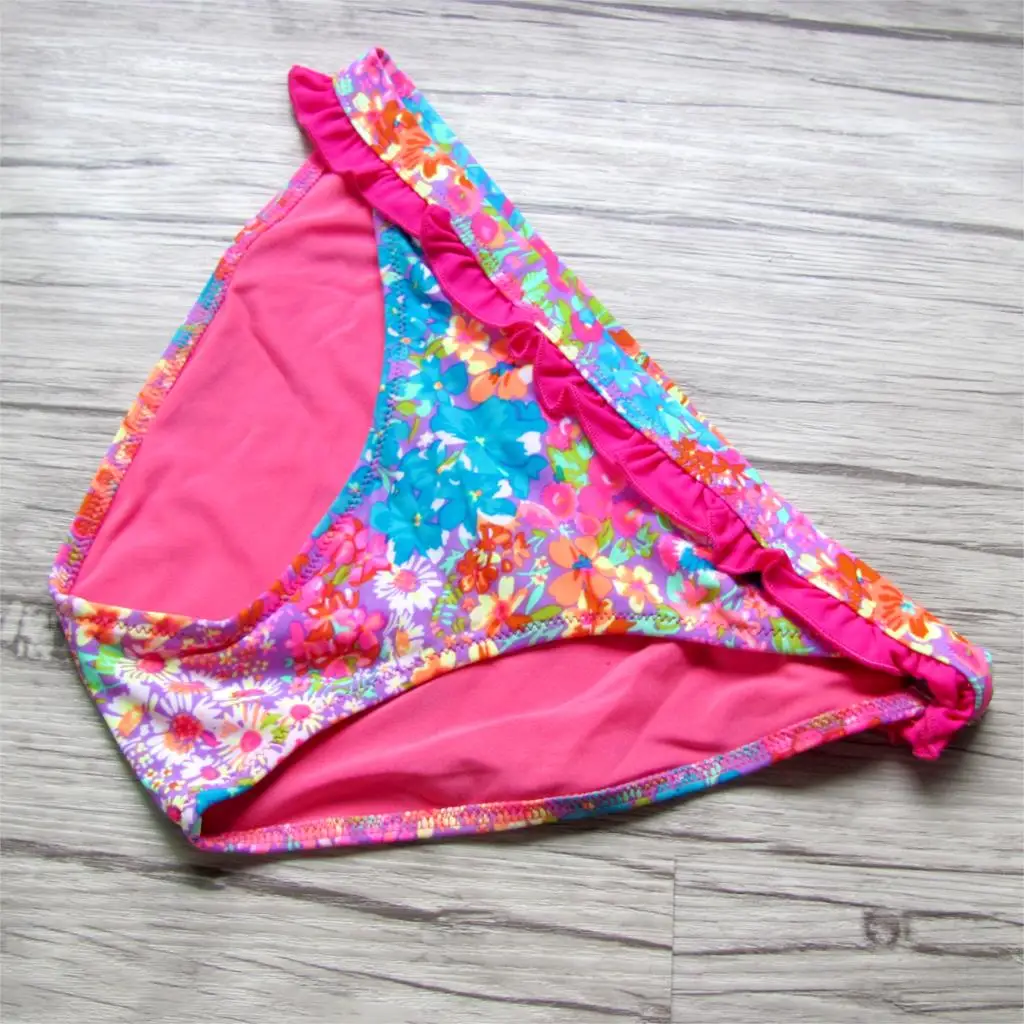 Imagem -05 - Desenhos Menina Rosa Flor Impressão Bikini Conjunto Menina Maiô Feminino Biquini Maillot de Bain