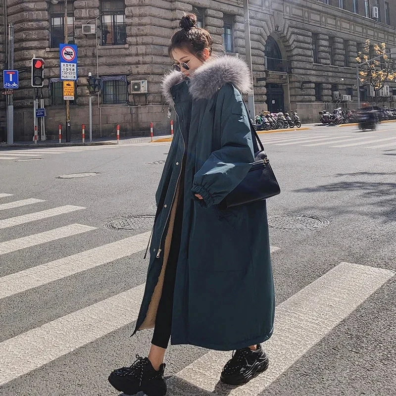 Long Parker Cotton Jacket Women Long Over The Knee Plush Cotton 2022 New Fashion Hot Style Warm Cotton Jacket Winter Thickening