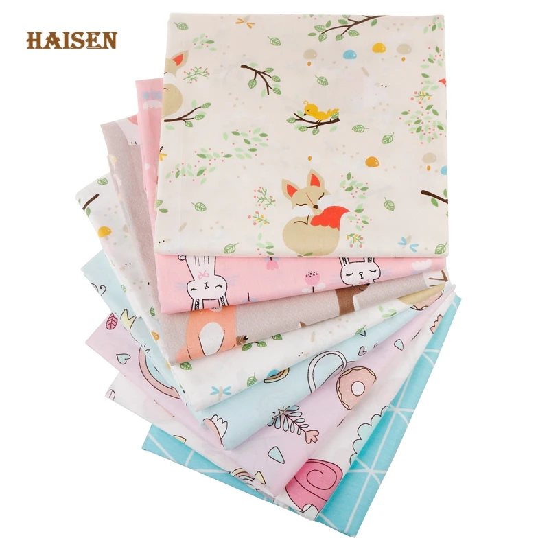 8pcs/lot,Twill Printed Cotton Fabric Patchwork Cloth Set For DIY Sewing Quilting Baby&Child Material 40x50cm Cartoon Fox Serie