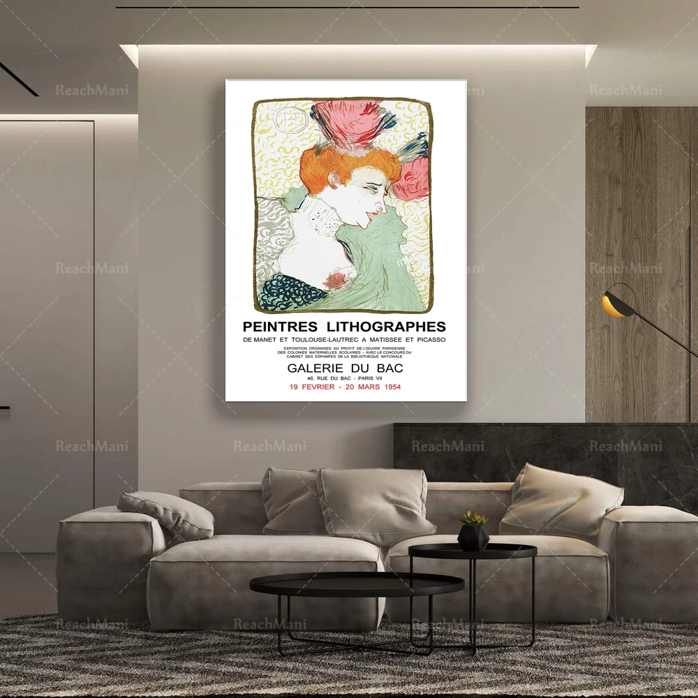 Reprint of a 1954 Vintage French exhibition Poster for works by various Lithograph artists