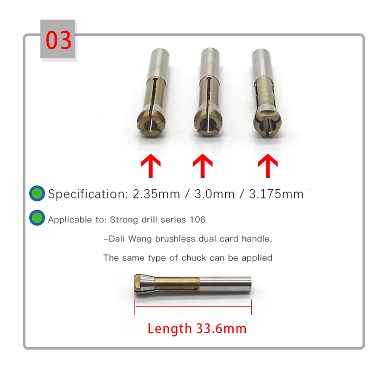 1 Pc STRONGDRILL Micromotor Polishing Handpiece 2.35mm 3.0mm 3.175mm Chuck for Strong double-lock chuck