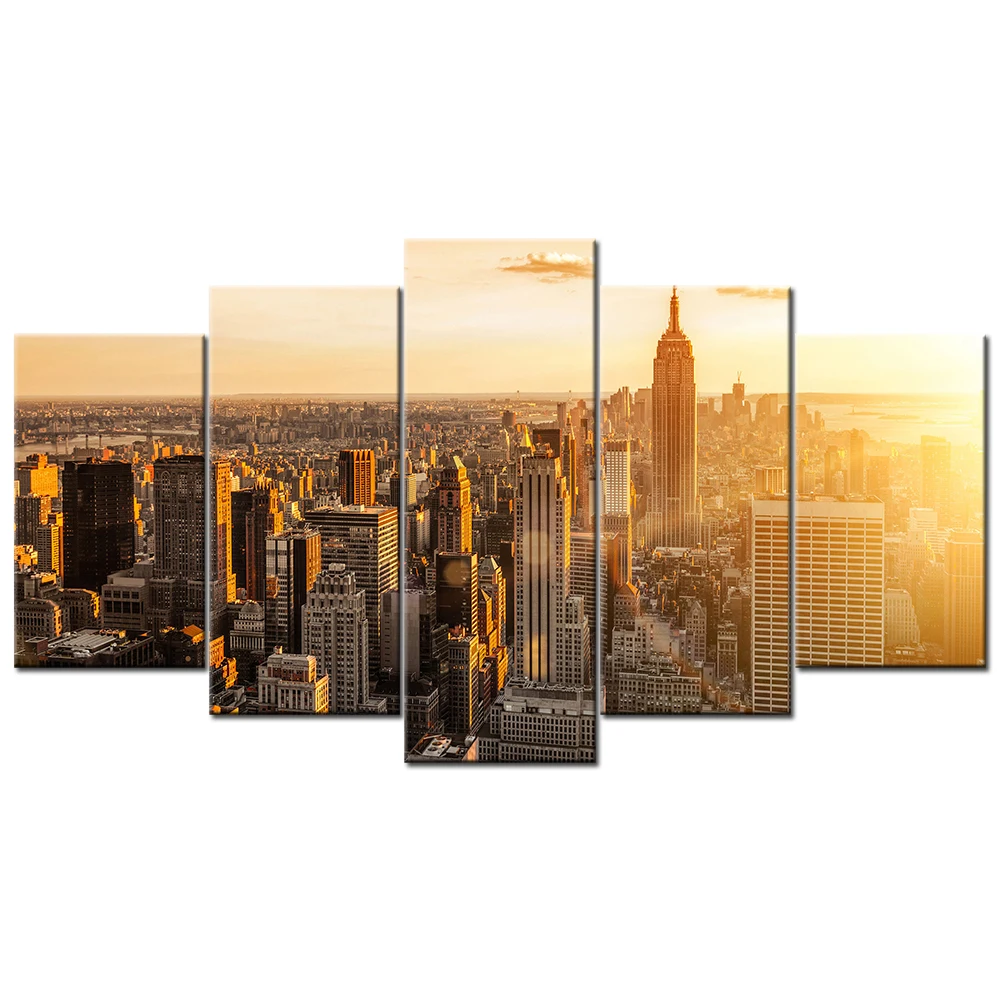 

New Your Cityscape Poster 5 Piece Modern Canvas Paintings Wall Art Picture For Home Decoration