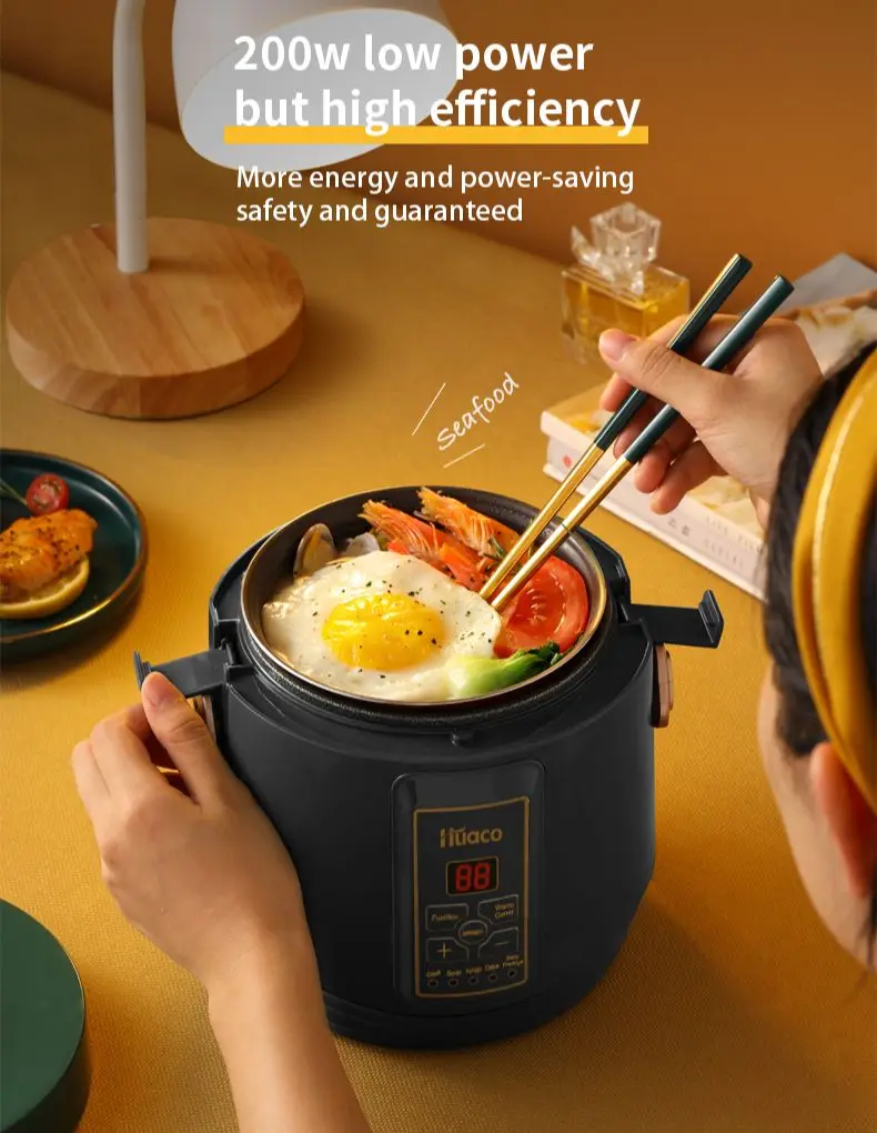 Портативная мульти-рисоварка Huaco с антипригарным покрытием, интеллектуальная бытовая техника для приготовления пищи на 1,6 л, кухонная утвар...