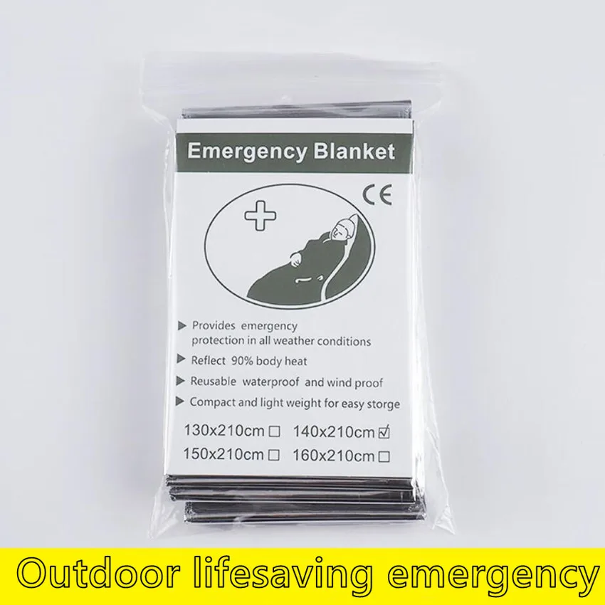 Outdoor Waterproof Emergency Blanket 160*210cm Lifesaving Thermal Insulation First Aid Rescue Blanket Gold Silver Double Color