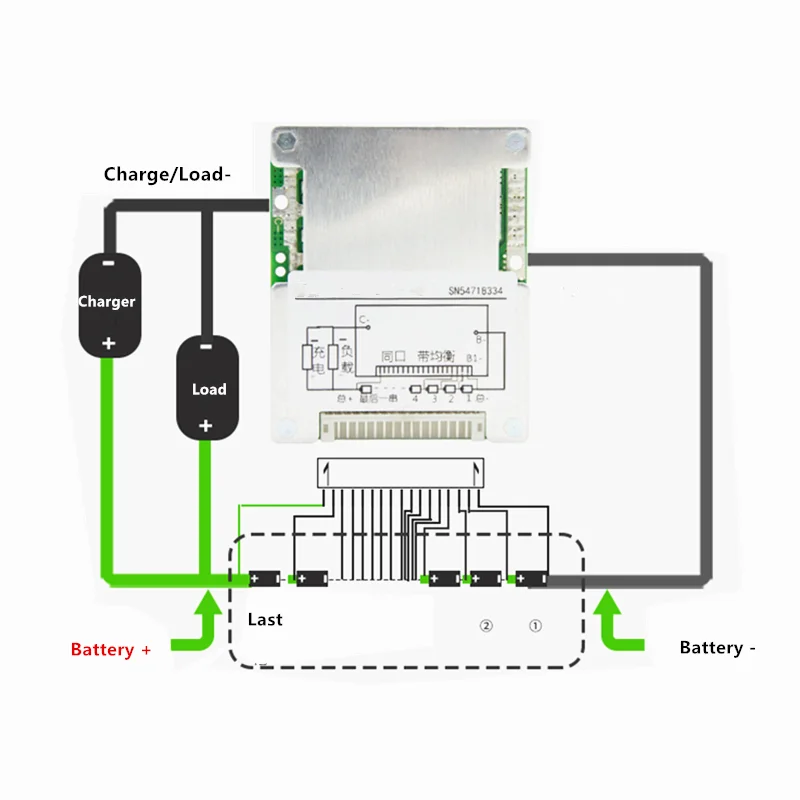 14s 48v bms 15a placa de proteção da bateria de lítio mesmo porto bicicleta elétrica/e-bike 18650 polímero ternary bms proteção da gota