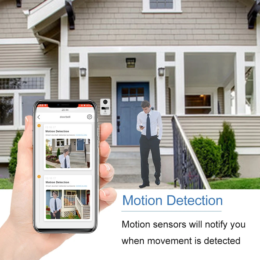 Imagem -03 - Nova Campainha Inteligente wi fi Vídeo Porteiro Câmera hd Android Ios Telefone Sensor de Movimento Alarme Visão Noturna Escritório em Casa Portão sem Fio