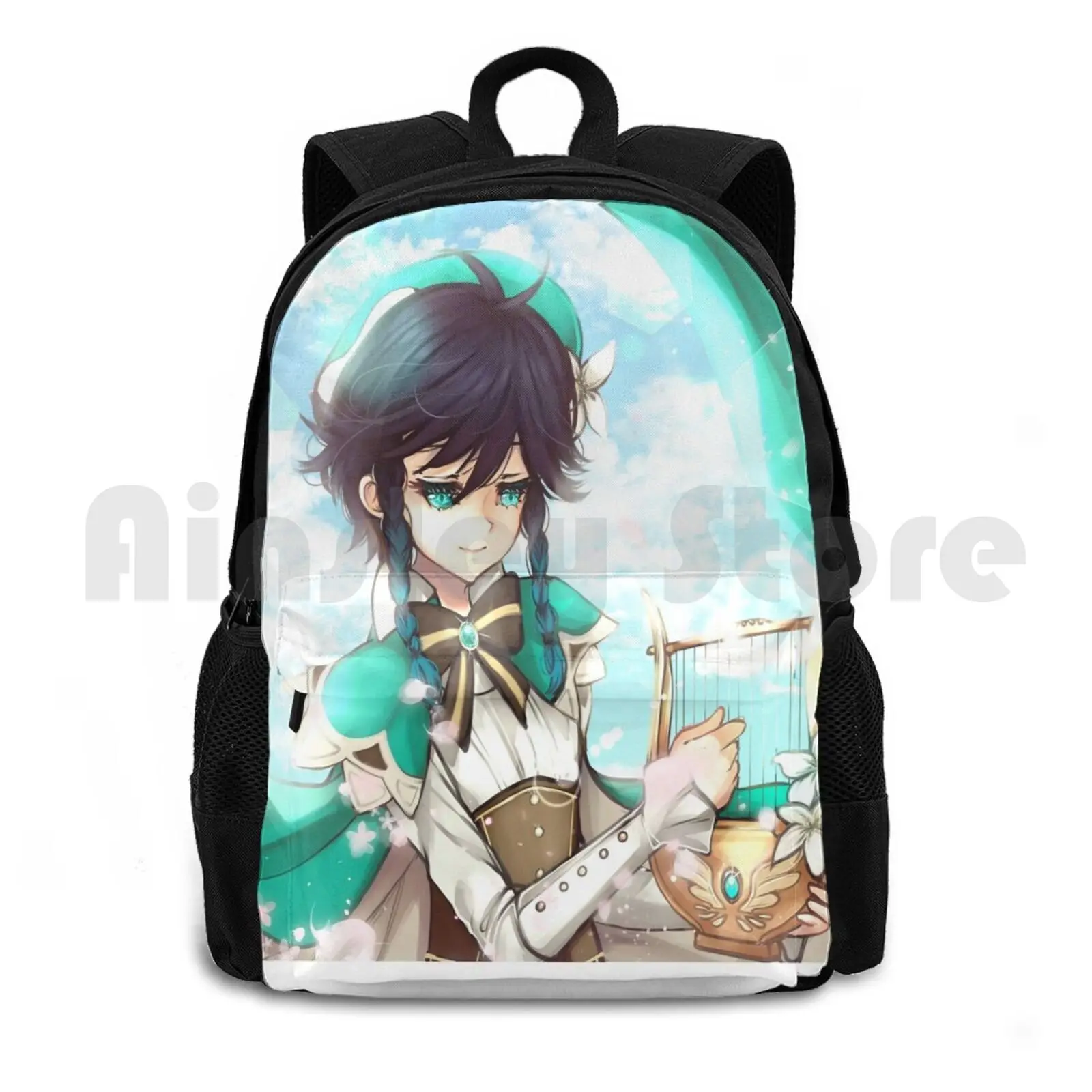 Venti From Genshin Impact Outdoor Hiking Backpack Riding Climbing Sports Bag Venti Genshin Impact Fanart Anime Azuukichan Artist